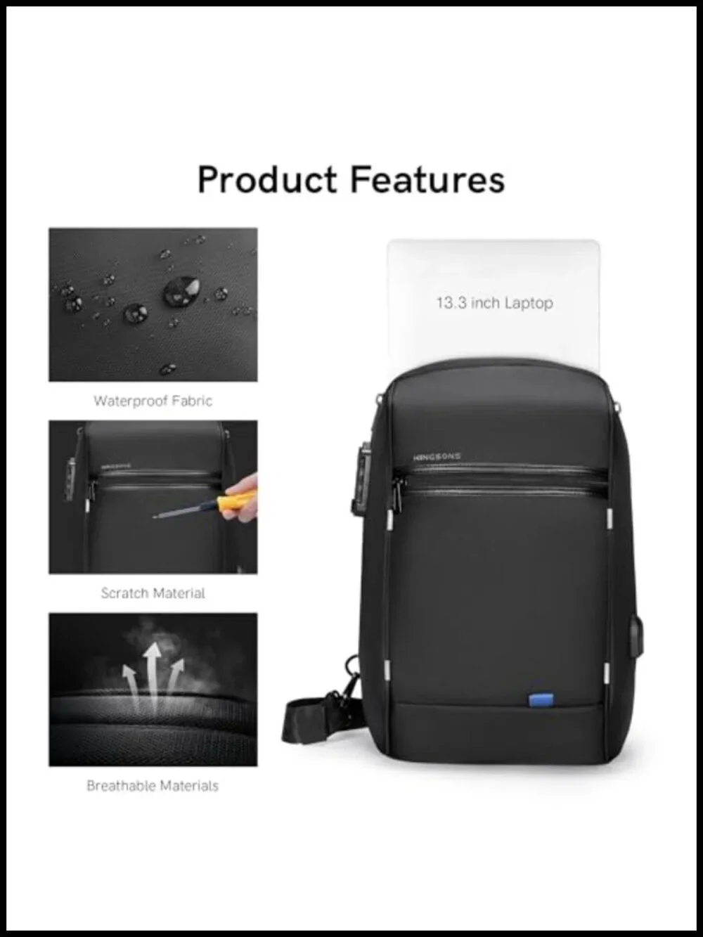 Sling Backpack Crossbody Bag for Women Men Travel Hiking USB Charging